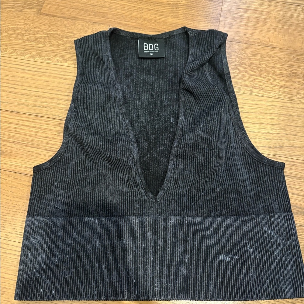 BDG Charcoal Ribbed Tank Top